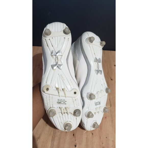 Under Armour UA Hammer Mid MC Men's Football Cleats size 13 White/Silver - Picture 7 of 7